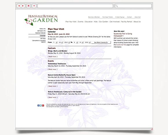 Web - Web Design - Huntsville Botanical Garden - Website 5