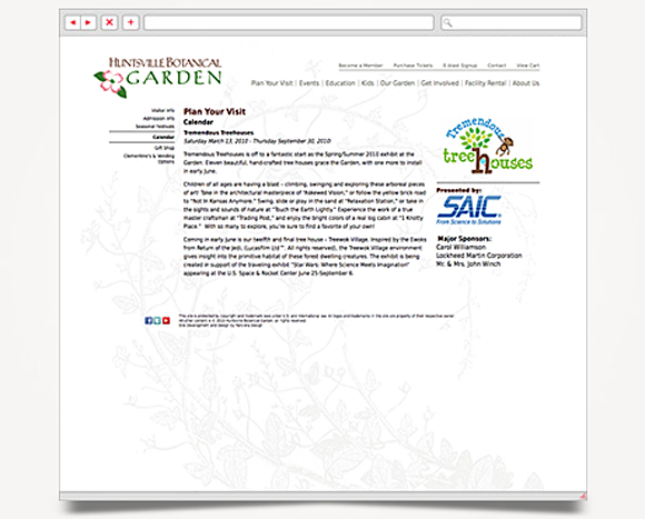 Web - Web Design - Huntsville Botanical Garden - Website 6