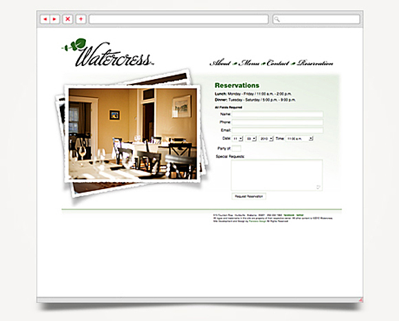 Web - Web Design - Watercress Restaurant - Website 3