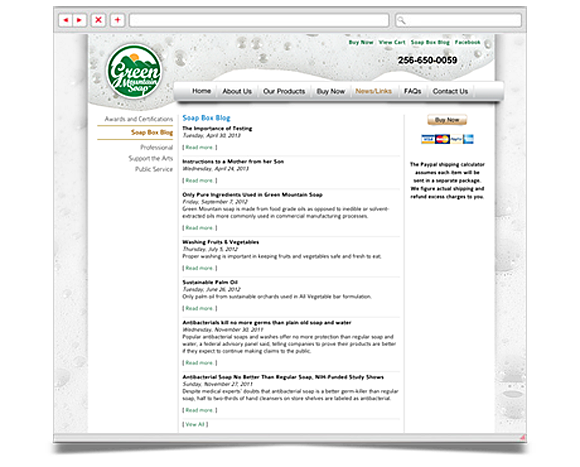 Web - Web Design - Green Mountain Soap Company - Website 3