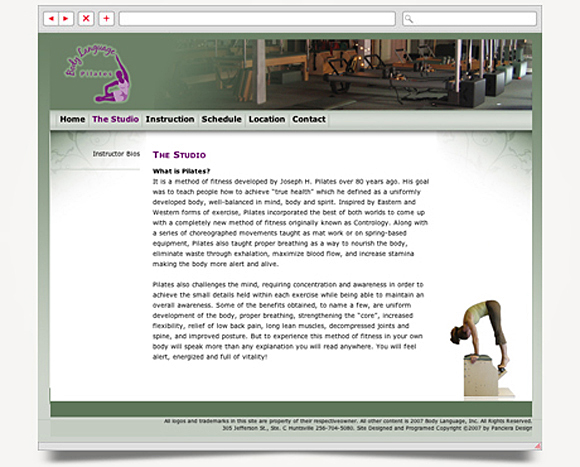 Web - Web Design - Body Language Pilates - Website 2